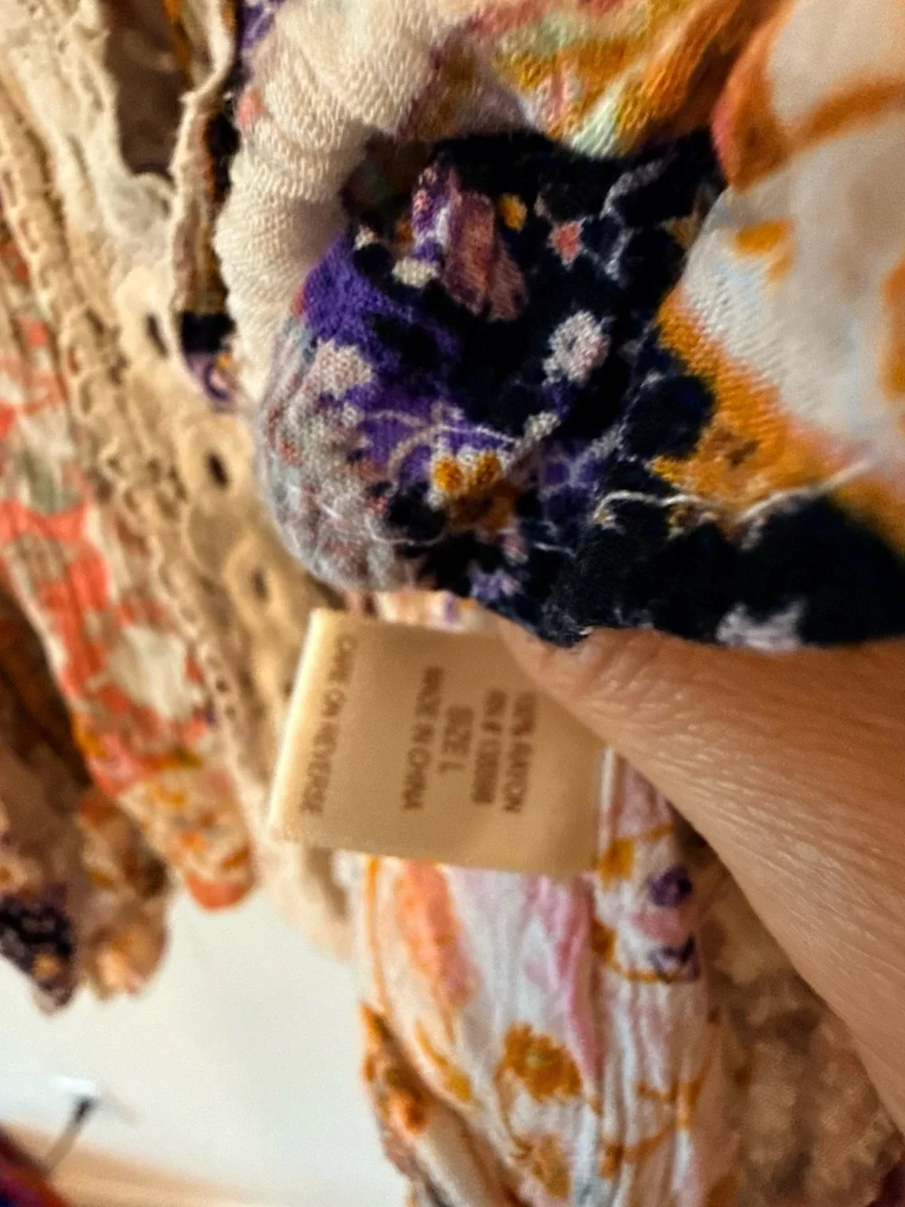 Liberty Love floral paisley top in purple, pink, gold and cream